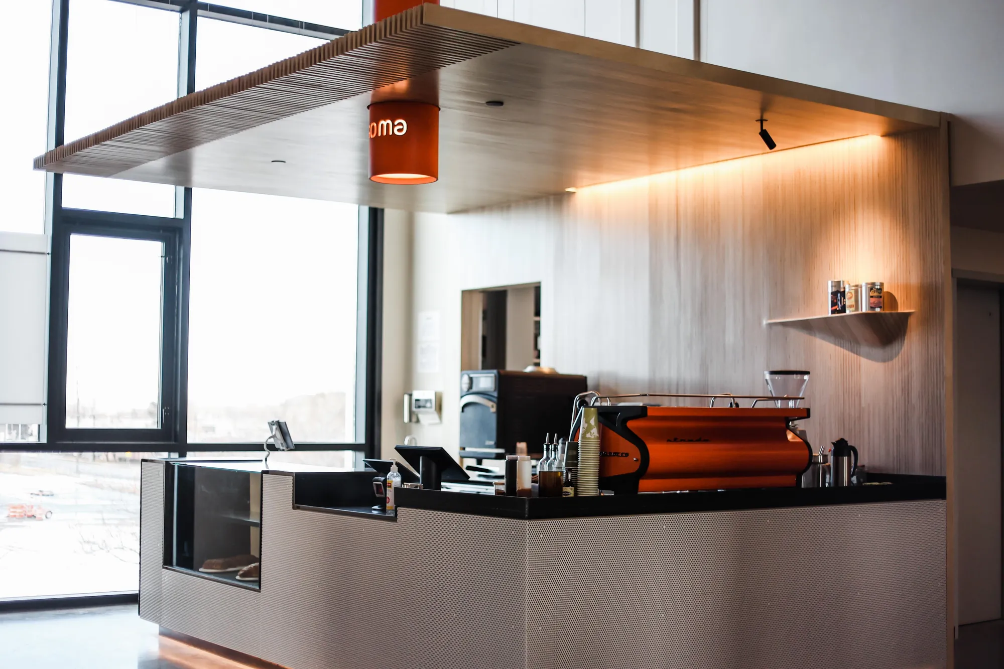 Custom café and furniture at The Front Climbing Club