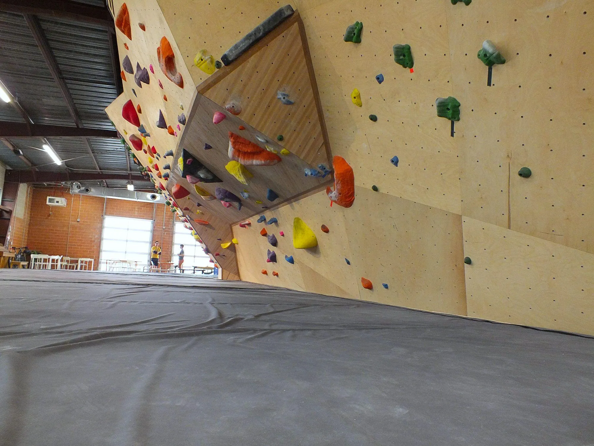 Close-up of one of the Maple hardwood inlay accents found throughout the gym.