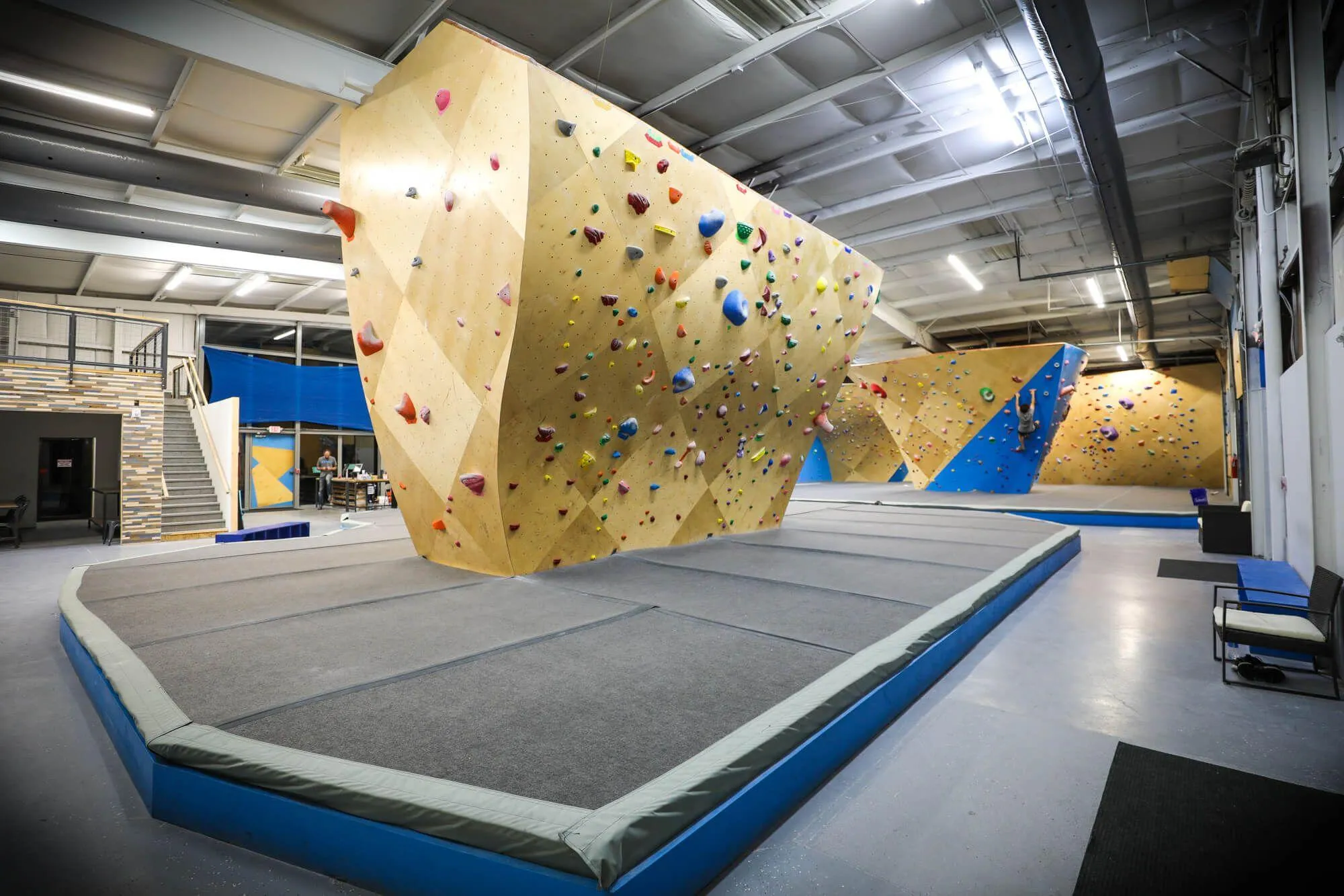 Another wide shot of the climbing gym which shows how seamless and natural the edges of adjoining ARC walls come together.