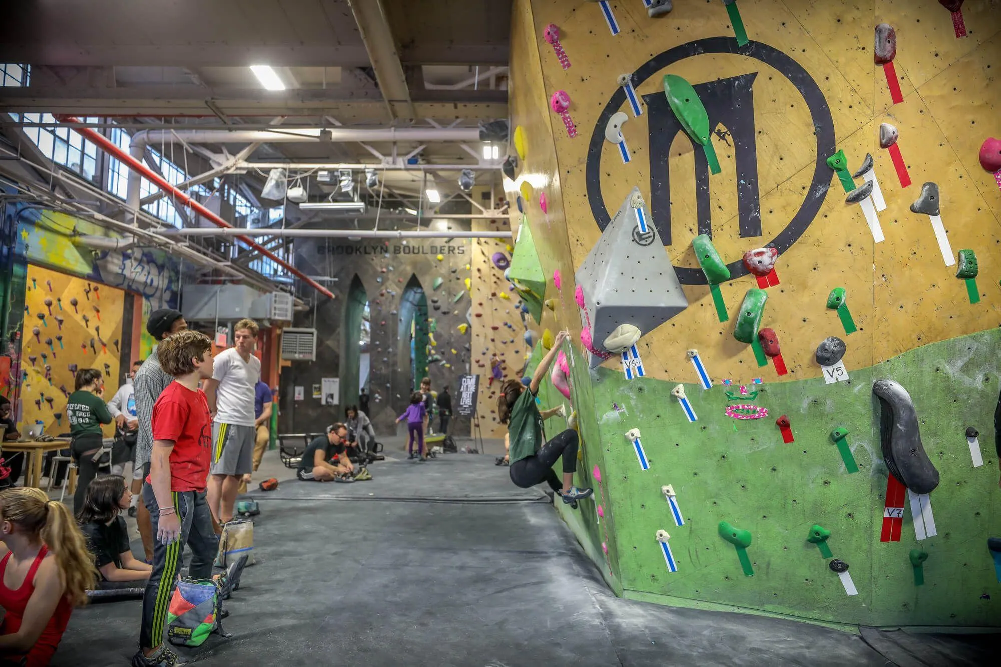 Vertical Solutions MLM geometric walls are used throughout the facility for both bouldering and route climbing, giving a good mix of challenging areas at various angles.