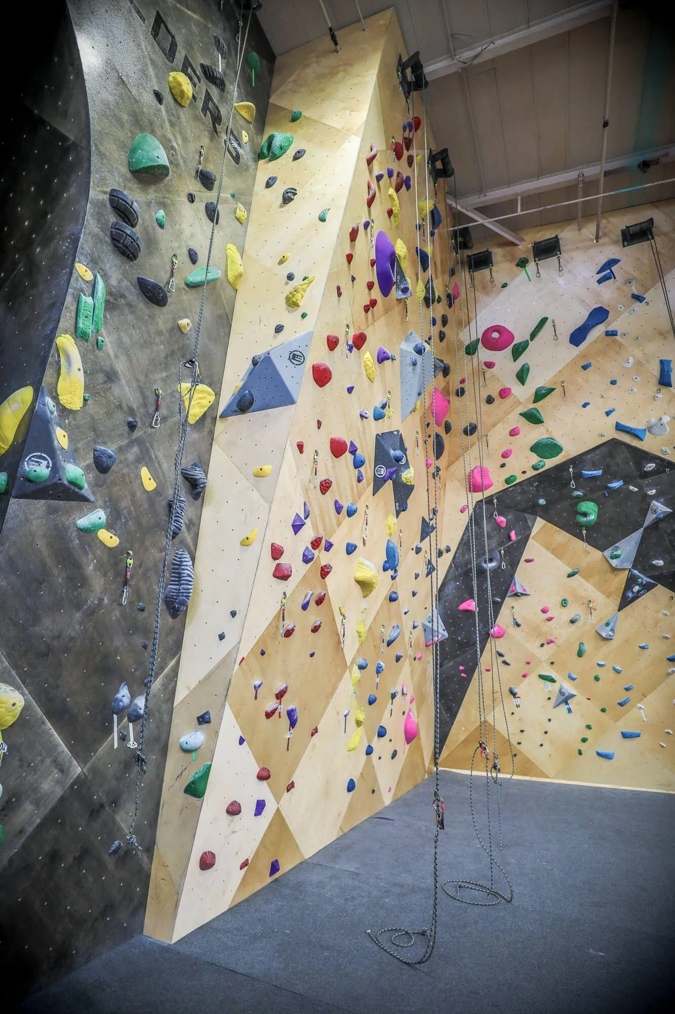 When you need to renovate all of your walls, or even just a section large or small, you can easily merge them with existing building and climbing wall features. This example here completed during a nine-week project, turned out fantastic.