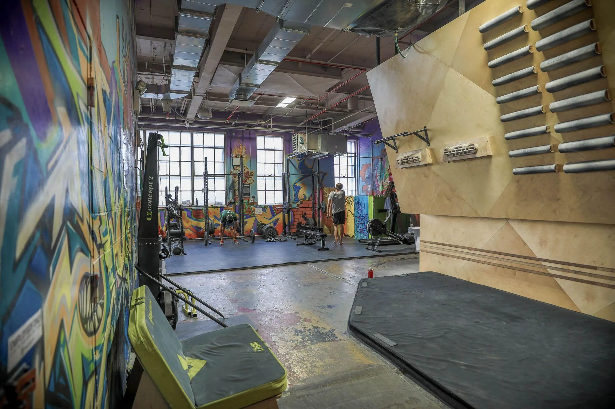 A peek inside the training areas for climbing and strength improvement. These spaces could have easily been maxed out with equipment but reservation was exercised to not overload the space to create a cramped feel.