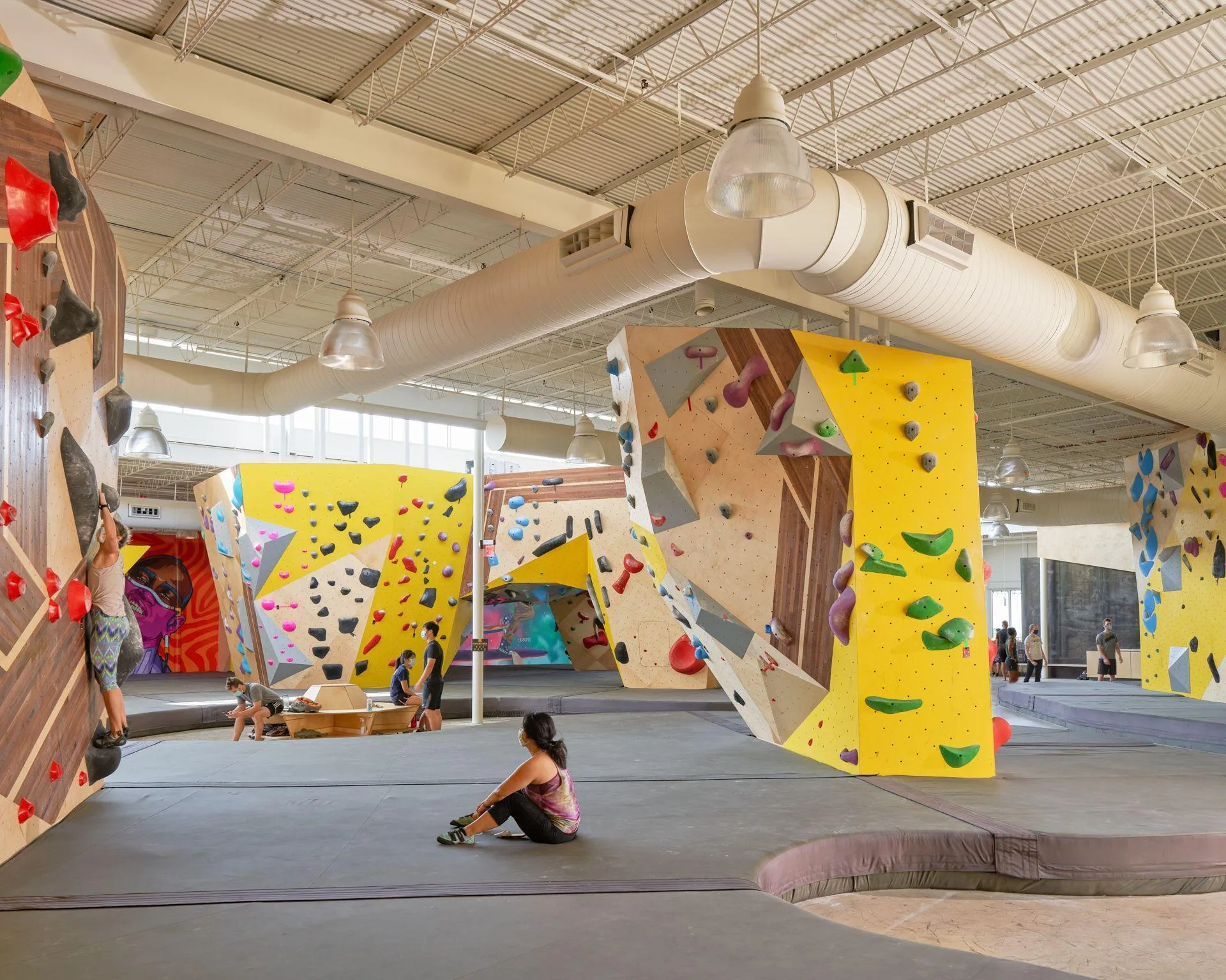 Multiple freestanding boulders turn this rehabbed warehouse Central Austin into a one-of-a-kind indoor climbing experience.