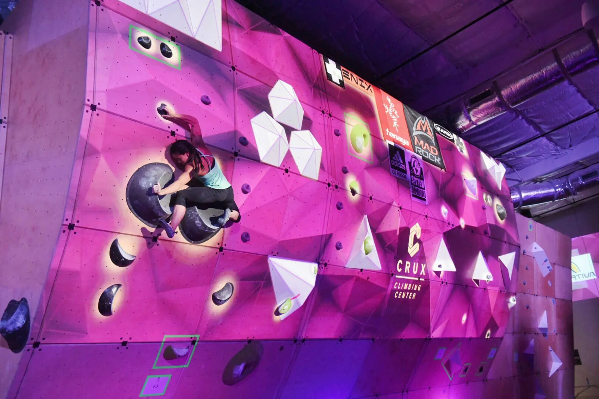 A great view of the Future Wall, with event lighting and routes for comps!