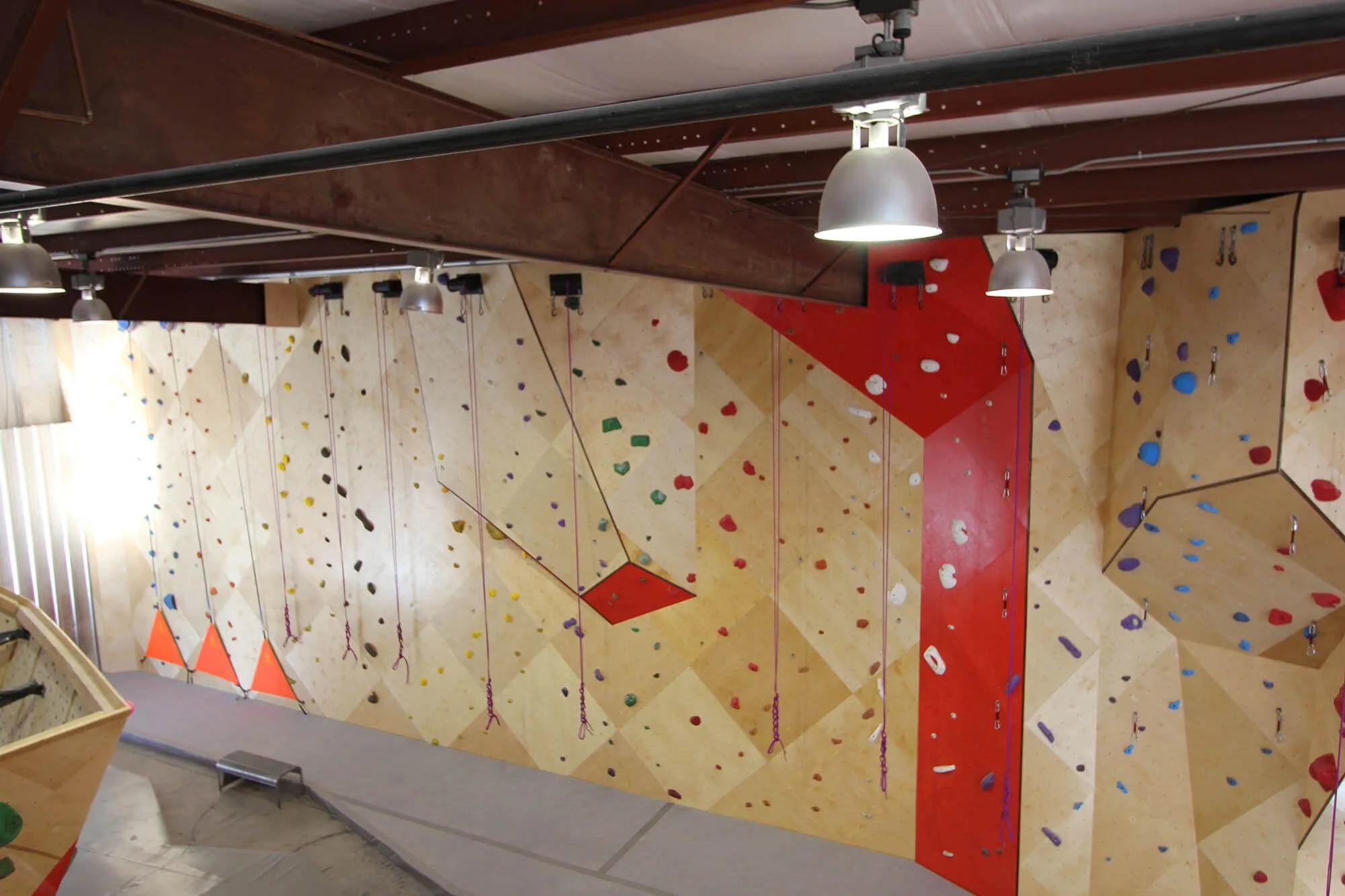 Another view of this great rock gym facility and how accessible it is for everyone. This indoor climbing gym has something for every climber, no matter the experience or interest level.
