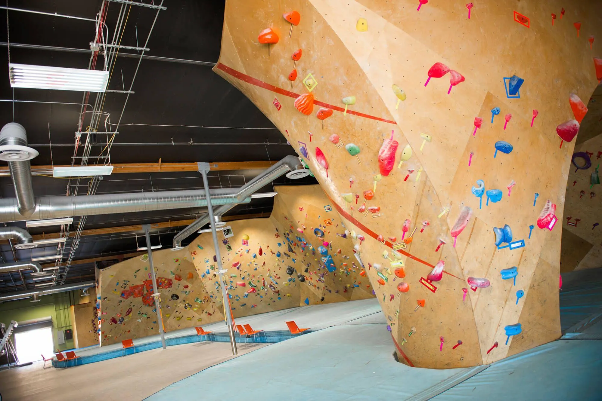 An overview of the ARC climbing walls, and how uniform and organic they look in person while still having visual separations and transitions for varying indoor climbing terrain.