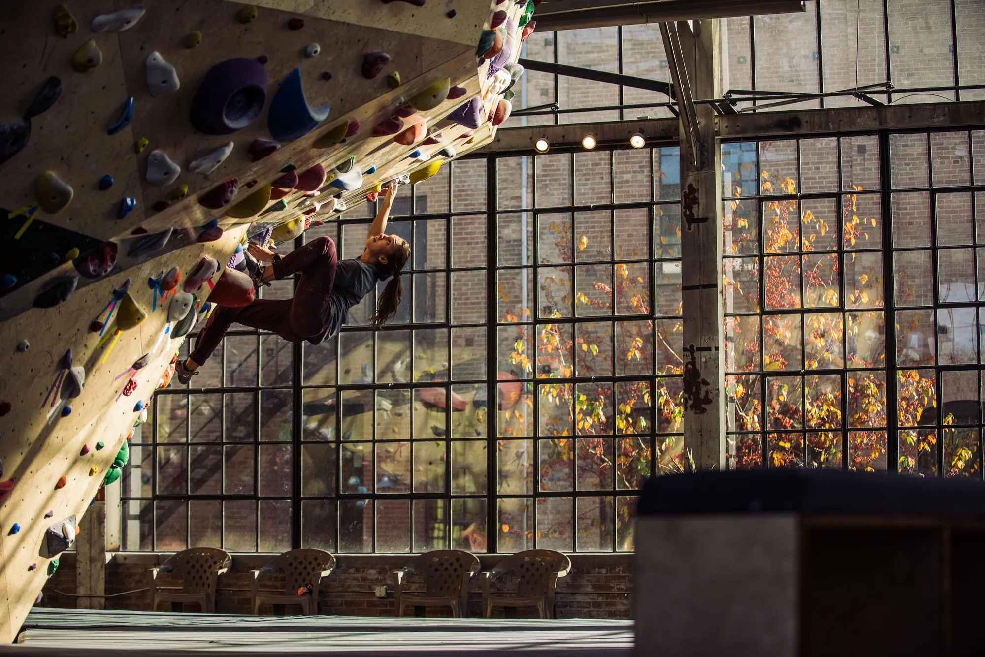 The Front Climbing Club Ogden with birch climbing walls